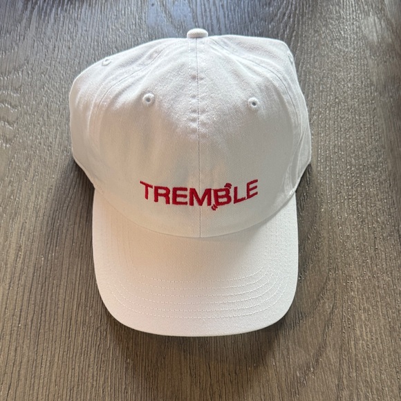 NWT Tremble White Cap with Red Embroidery